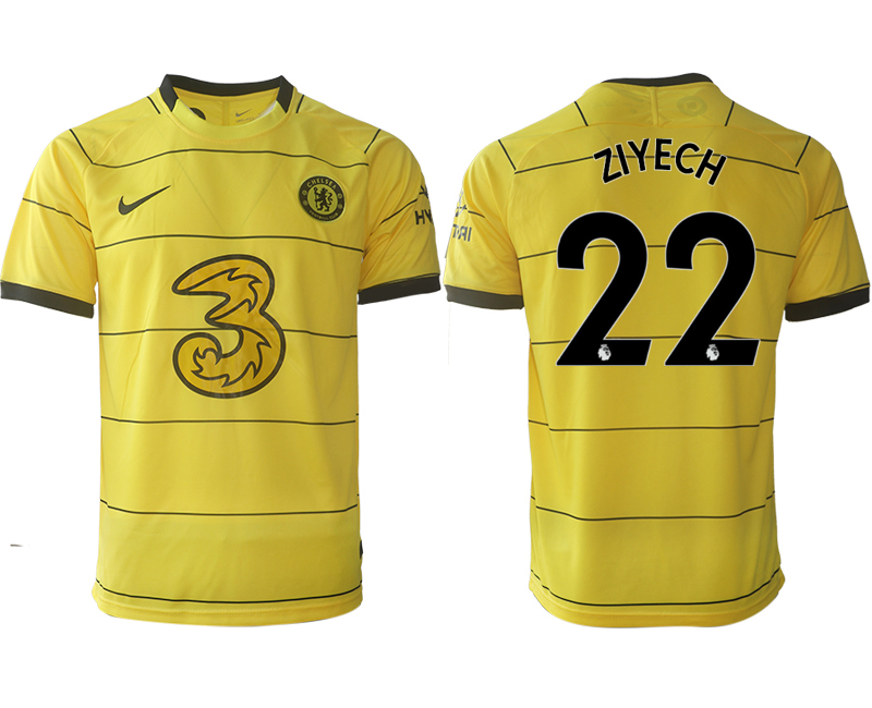 Men 2021-2022 Club Chelsea away aaa version yellow #22 Soccer Jersey
